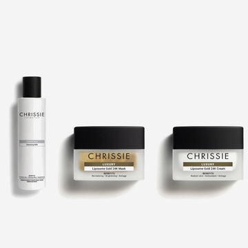 Routine Luxury Gold: Cleansing Milk, Liposome Gold 24K Mask, Liposome Gold 24K Cream