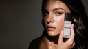Ritratto beauty con elisir Chrissie Densytime in mano, routine serale a rotazione