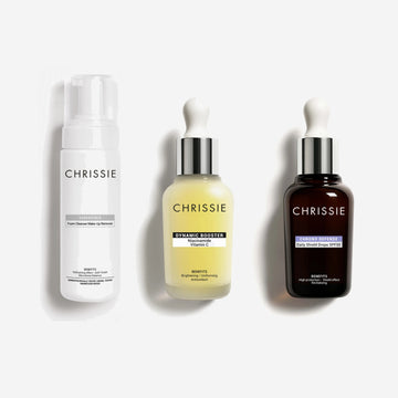 Routine Illuminante: Foam Cleanser, Niacinamide-Vitamin C, Daily Shield Drops SPF50