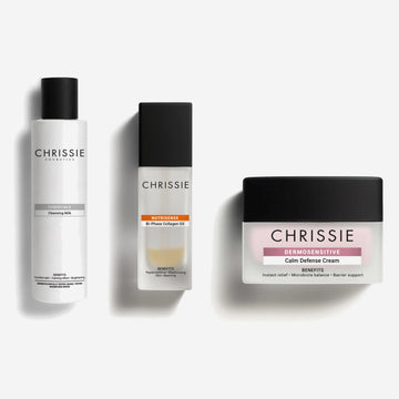 Routine Pelle Sensibile: Cleansing Milk, Bi-Phase Collagen Oil, Calm Defense Cream